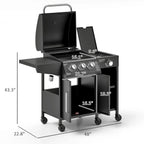 15K BTU Barbecue Propane Liquid Propane Grill With Side Burner