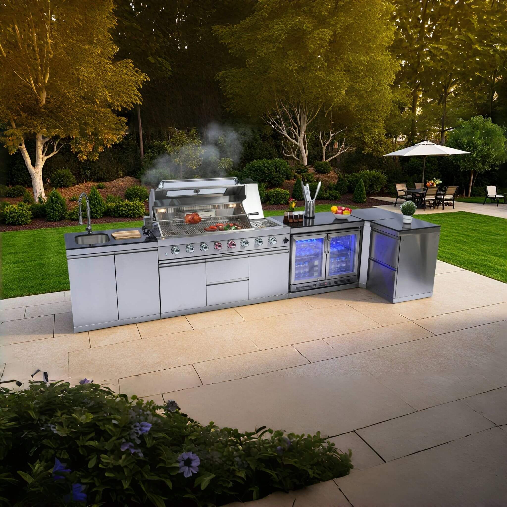 Montclair 58-Inch 6-Burner 96K BTU Gas Outdoor Liquid Propane Grill Island