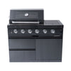 Premium Black Stainless Steel 4-Burner Liquid Propane Kitchen Grill Island With Rotisserie Kit