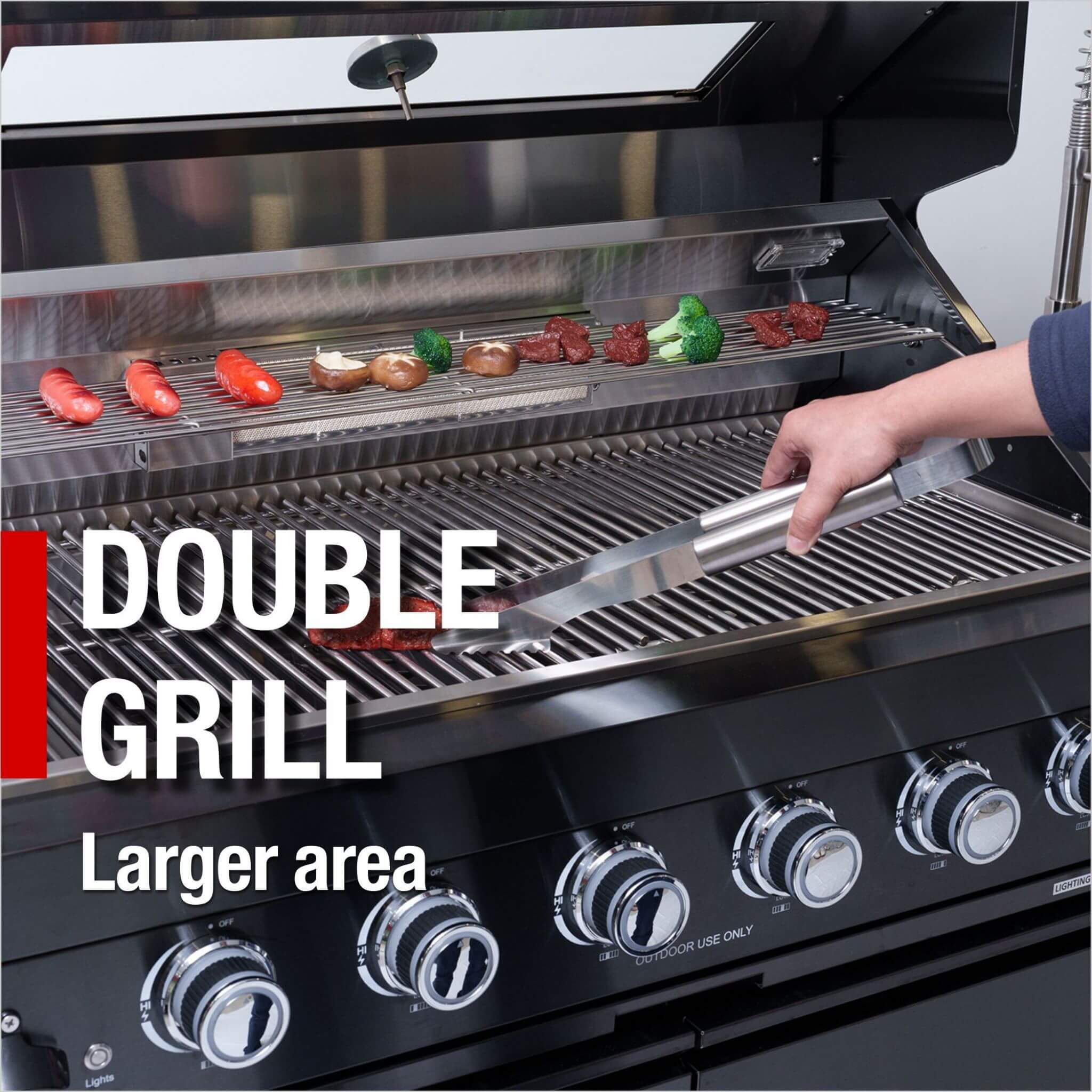 Premium Black Stainless Steel 4-Burner Liquid Propane Kitchen Grill Island With Rotisserie Kit