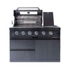 Premium Black Stainless Steel 4-Burner Liquid Propane Kitchen Grill Island With Rotisserie Kit