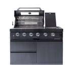 Premium Black Stainless Steel 4-Burner Liquid Propane Kitchen Grill Island With Rotisserie Kit