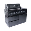Premium Black Stainless Steel 4-Burner Liquid Propane Kitchen Grill Island With Rotisserie Kit