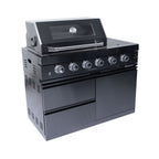 Premium Black Stainless Steel 4-Burner Liquid Propane Kitchen Grill Island With Rotisserie Kit