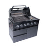 Premium Black Stainless Steel 4-Burner Liquid Propane Kitchen Grill Island With Rotisserie Kit