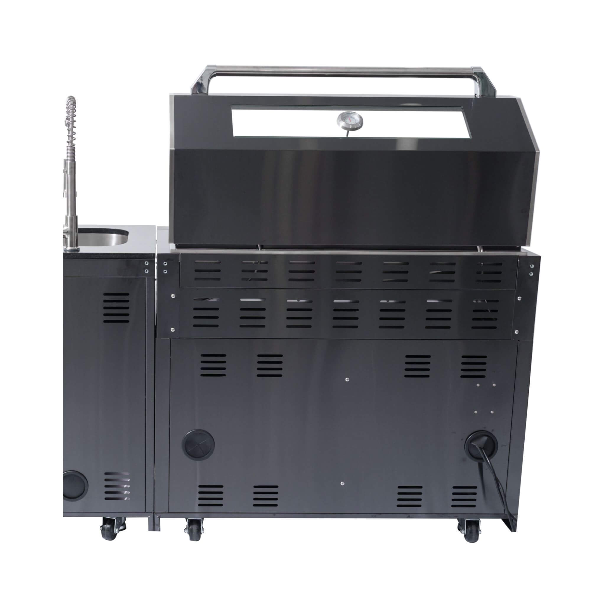 Black Stainless Steel 6-Burner Liquid Propane Kitchen Grill Island With Rotisserie Kit