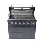 Black Stainless Steel 6-Burner Liquid Propane Kitchen Grill Island With Rotisserie Kit