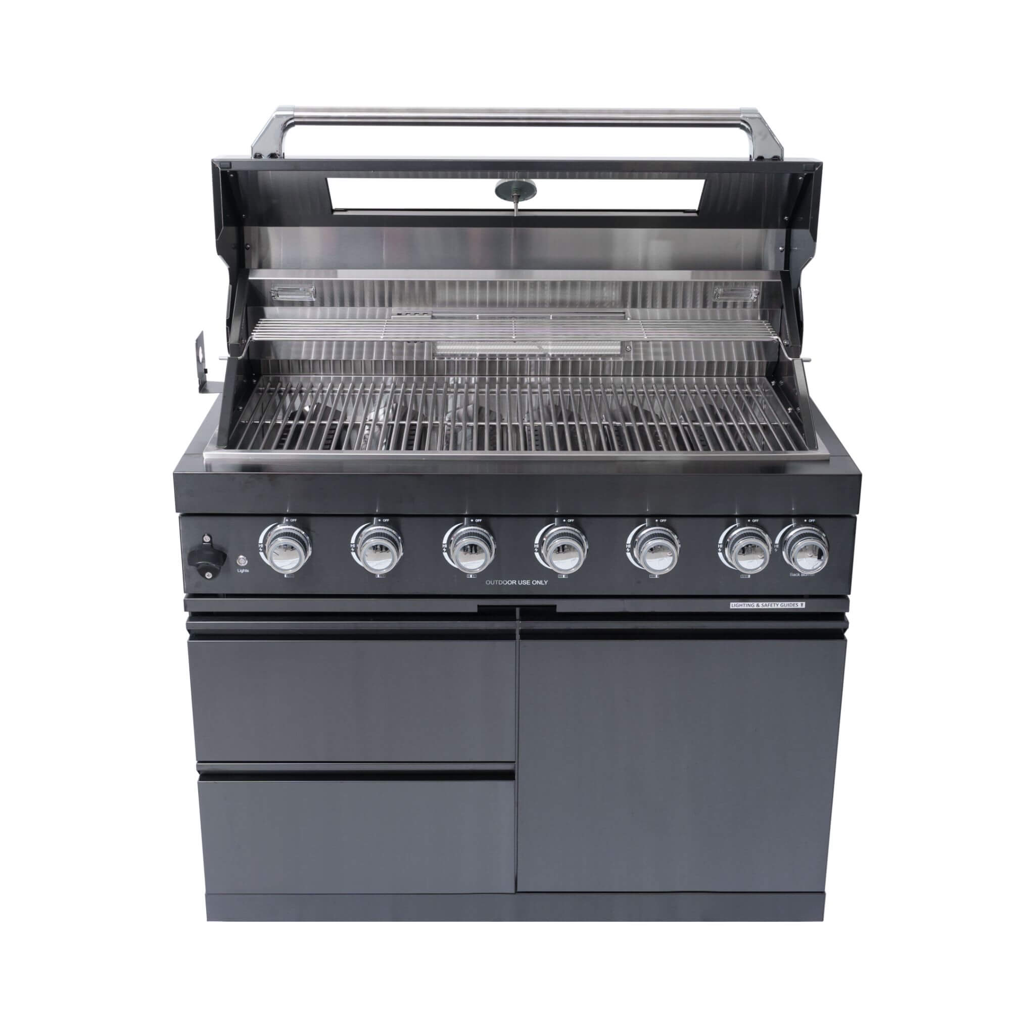 Black Stainless Steel 6-Burner Liquid Propane Kitchen Grill Island With Rotisserie Kit