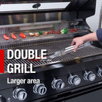 Black Stainless Steel 6-Burner Liquid Propane Kitchen Grill Island With Rotisserie Kit