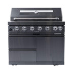 Black Stainless Steel 6-Burner Liquid Propane Kitchen Grill Island With Rotisserie Kit