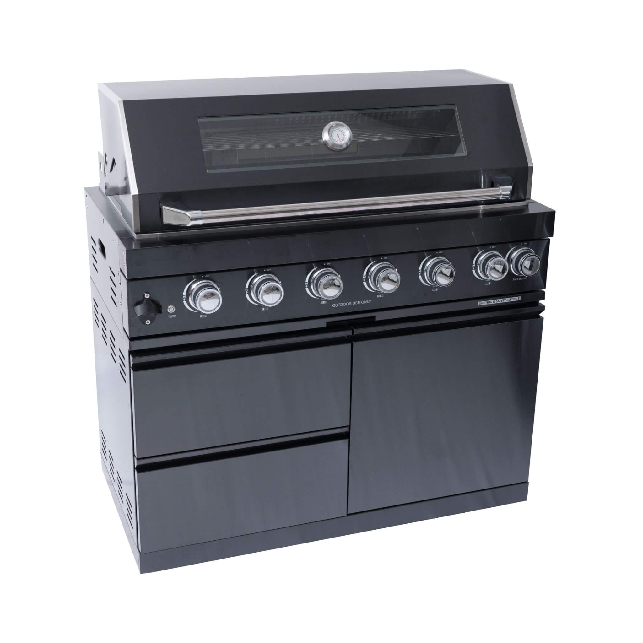 Black Stainless Steel 6-Burner Liquid Propane Kitchen Grill Island With Rotisserie Kit
