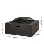 Outdoor Square Wood Burning Fire Pit - Dark Gray