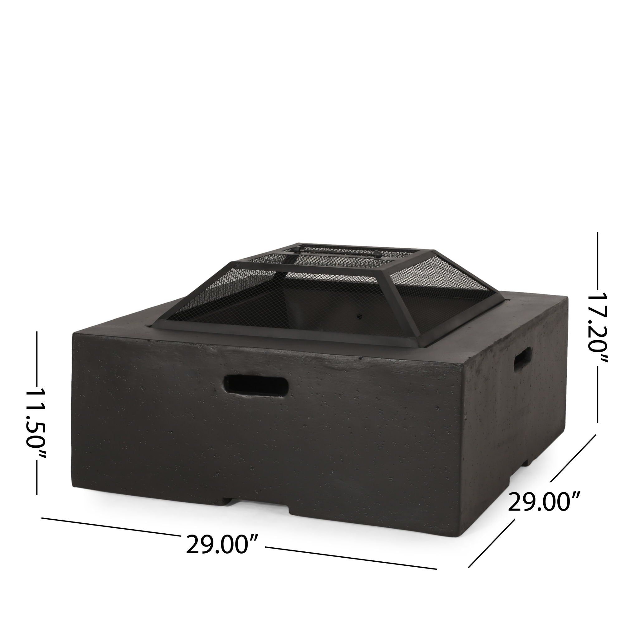 Outdoor Square Wood Burning Fire Pit - Dark Gray