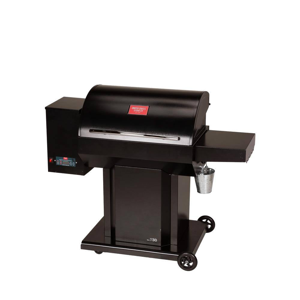 USSC Grills - The Cumberland Wood Pellet Grill and Smoker in Black with Searing Grate