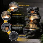 3 Tier Cascading Rock Water Fountain Outdoor Garden,28.74" H Natural Look Outdoor Fountains and Waterfalls with LED Lights for Patio, Deck, Porch, Backyard, outside and Indoor Home Decor