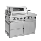 125" 10,8000 BTU 4-Burner Outdoor Kitchen Island Grill with Pizza Oven
