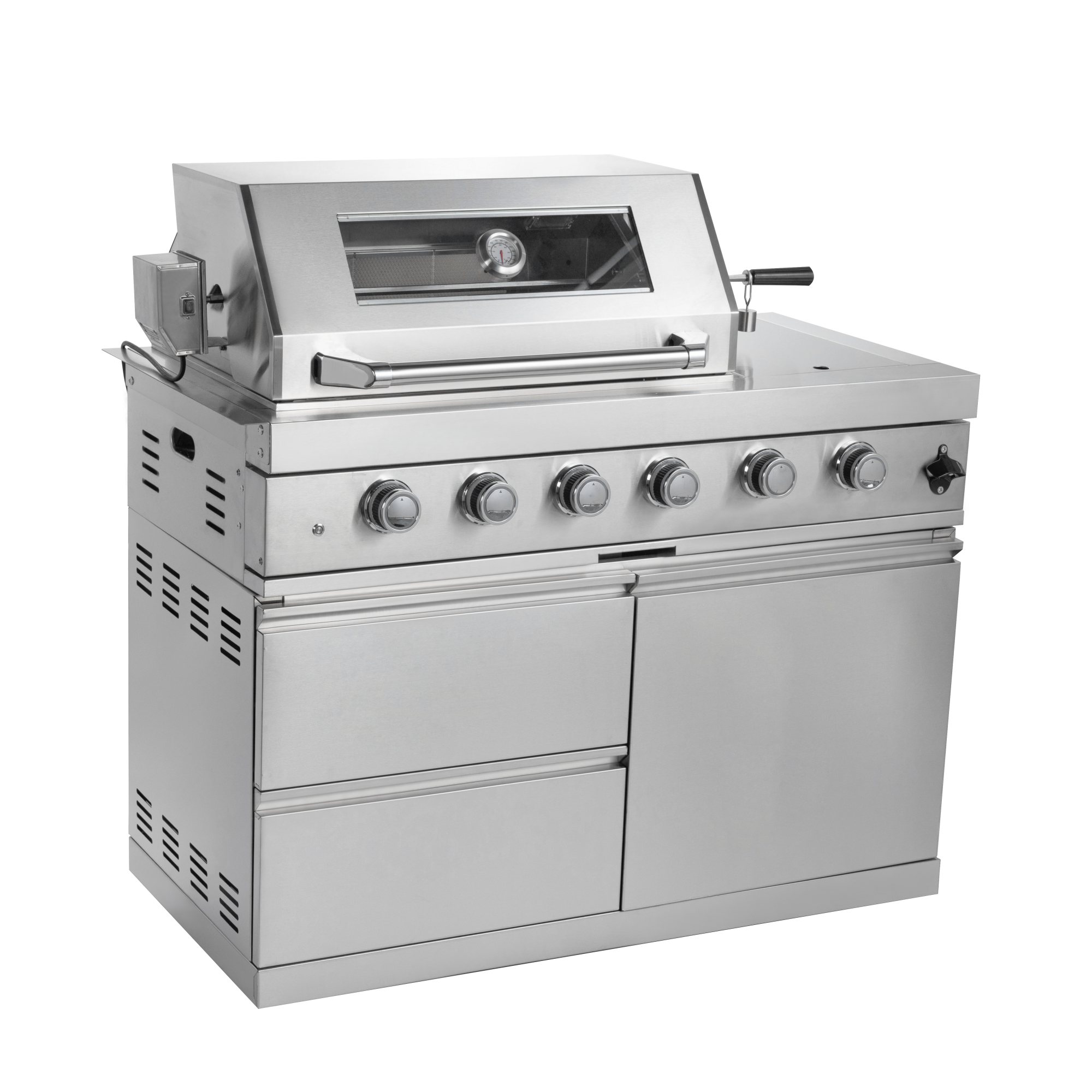 125" 10,8000 BTU 4-Burner Outdoor Kitchen Island Grill with Pizza Oven