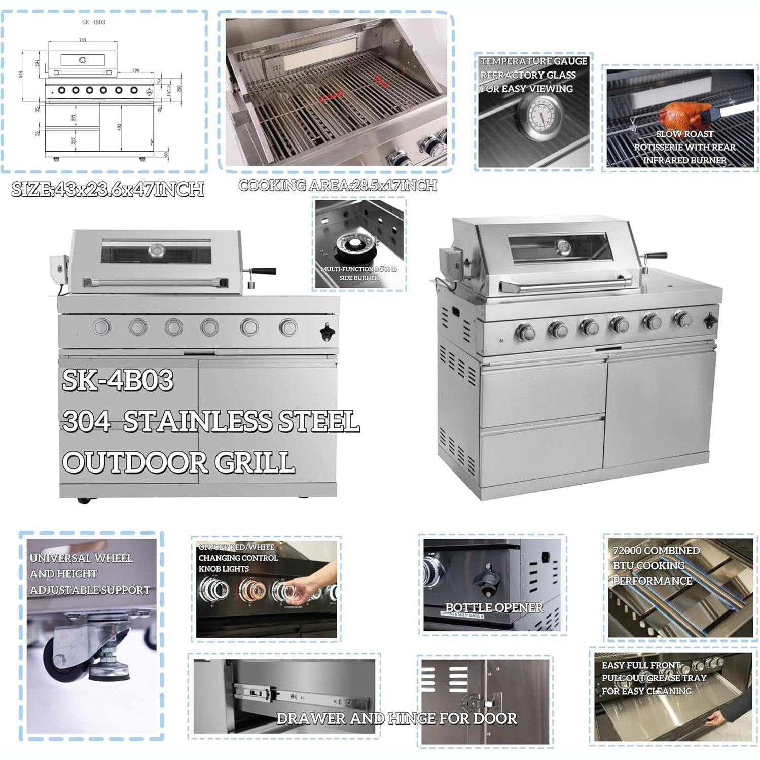 Transform Your Outdoor Living Space with the Ultimate 104" Modular Outdoor Kitchen BBQ Island - Complete with Grill, Sink, Refrigerator, and Storage!