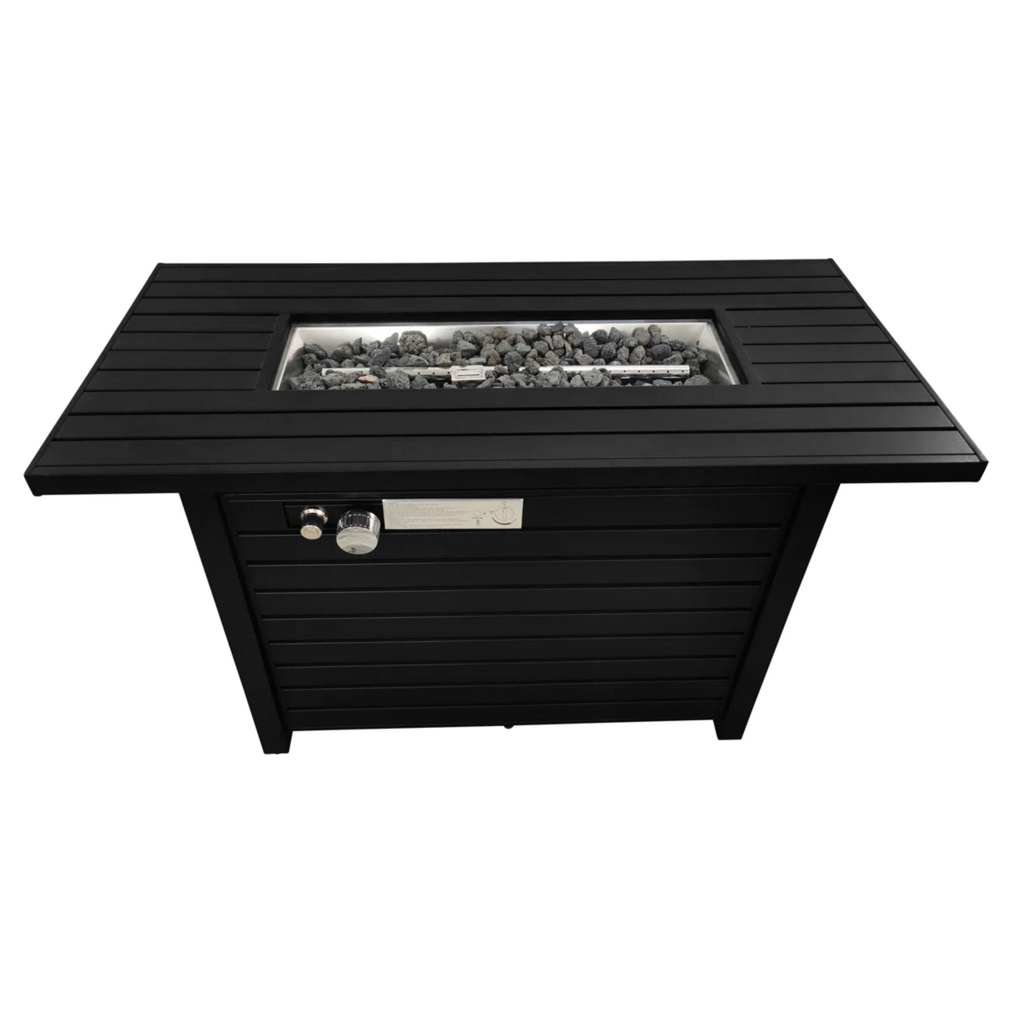 Outdoor Fire Table With Lid Fuel Versatility - Black