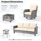Modern Outdoor Wicker Furniture Set with Swivel Rocking Chairs