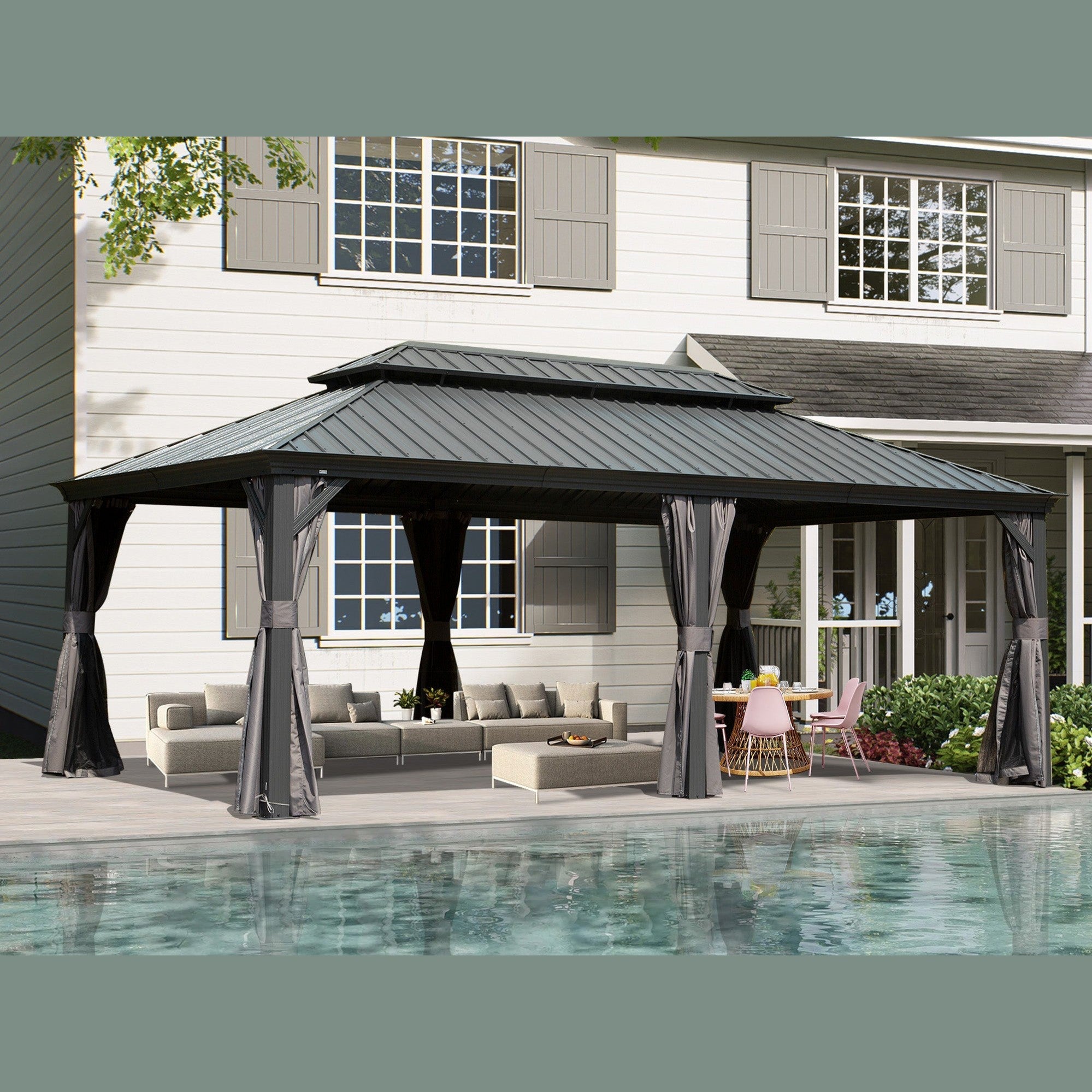 14' x 20' Hardtop Gazebo Outdoor Metal Gazebo Canopy