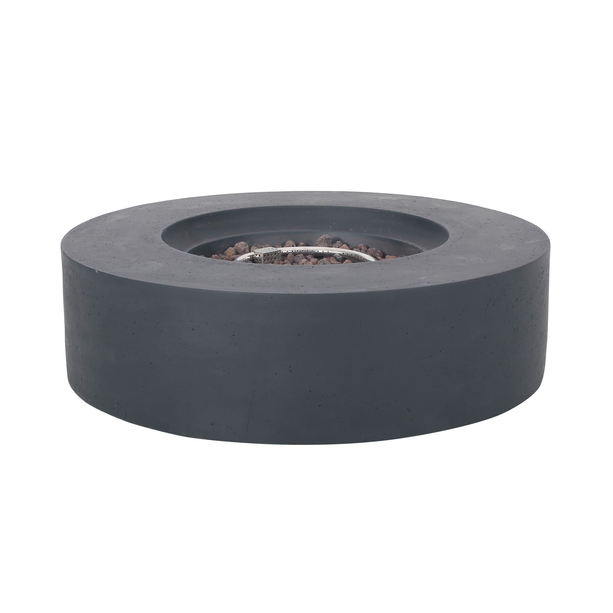 Modern Lightweight Concrete Outdoor Circular Fire Pit 50,000 BTU