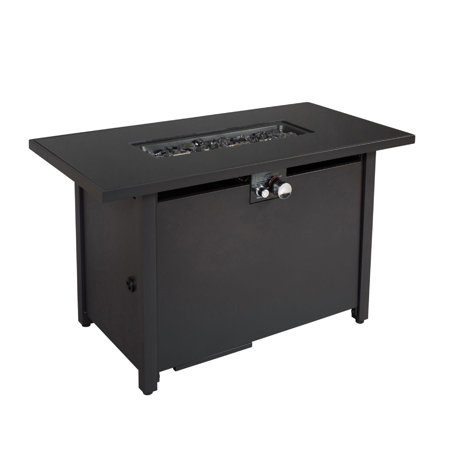 Outdoor Fire Table Durable Construction With Lid - Black