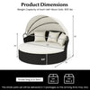 Clamshell Patio Round Daybed Wicker with Retractable Canopy and Pillows