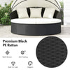 Clamshell Patio Round Daybed Wicker with Retractable Canopy and Pillows