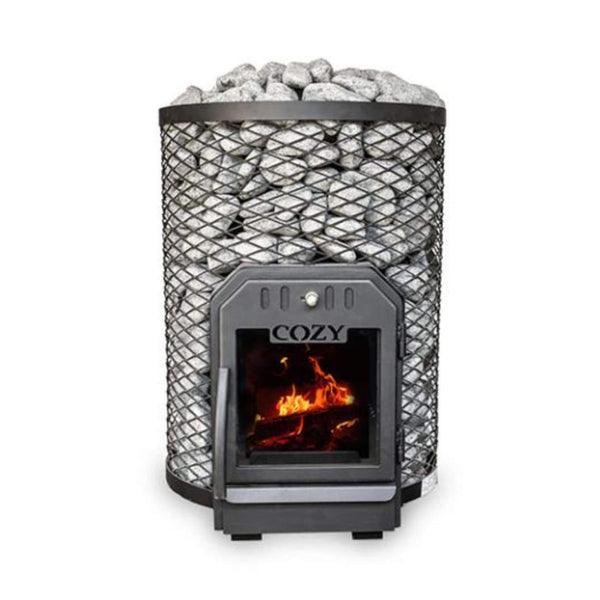 Thru-Wall Wood Burning Sauna Stove With Sauna Stones [COZY O-TW]