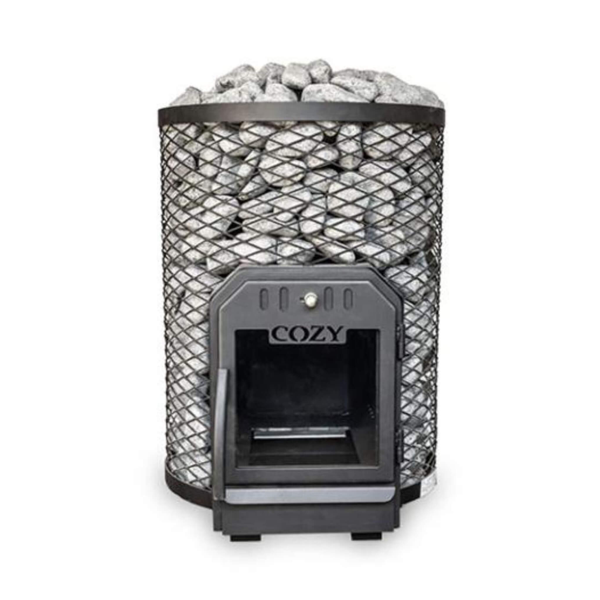 Thru-Wall Wood Burning Sauna Stove With Sauna Stones [COZY O-TW]