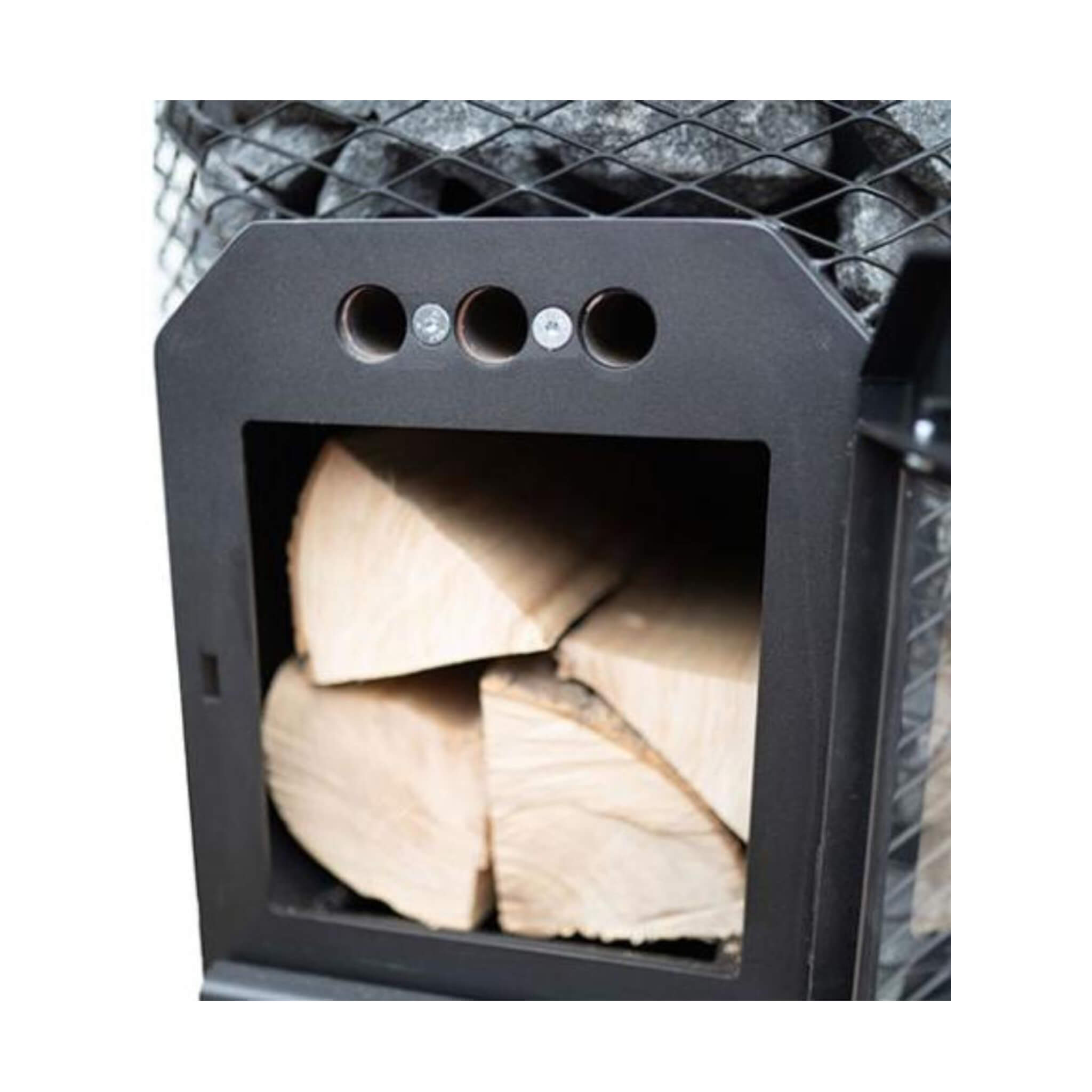 Thru-Wall Wood Burning Sauna Stove With Sauna Stones [COZY O-TW]