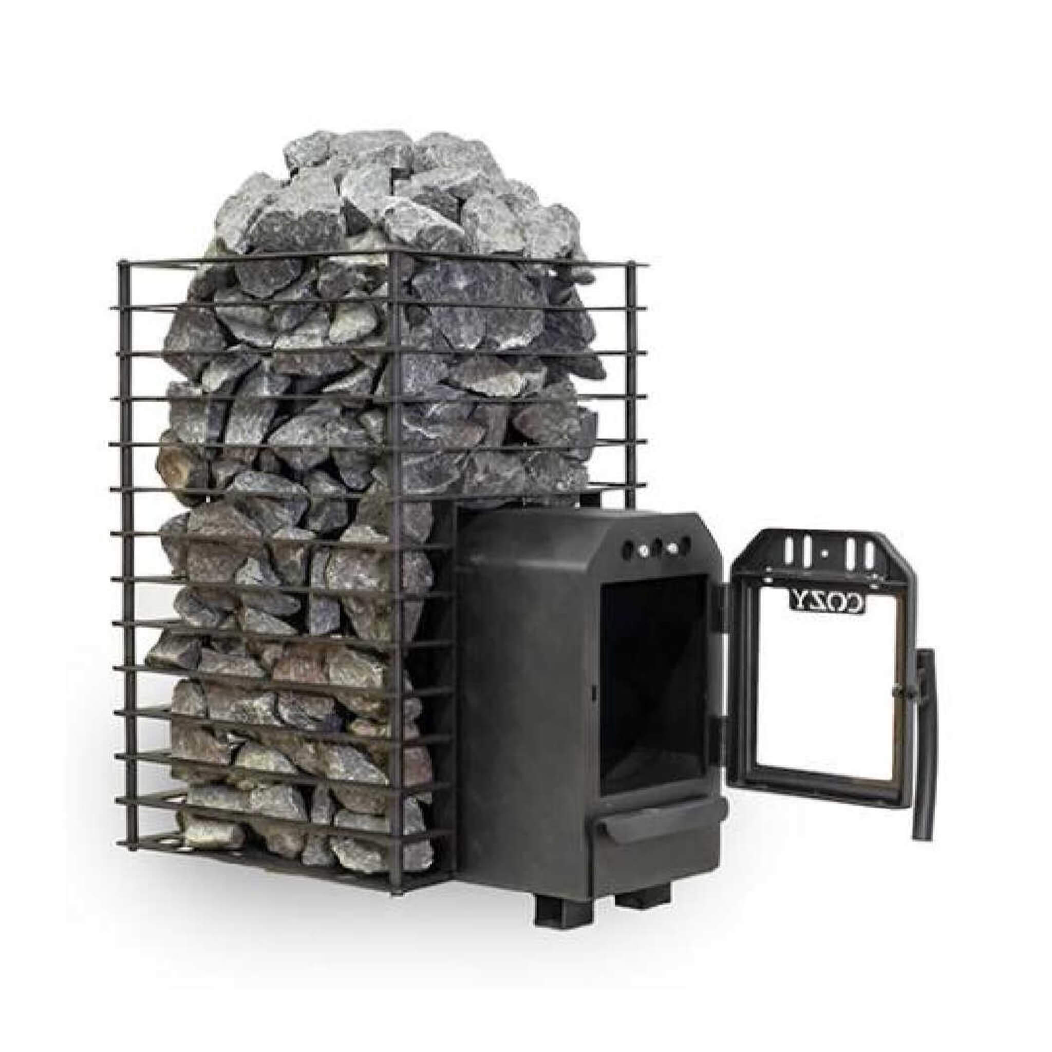 Quattro Thru-Wall Square Style Sauna Stove With Sauna Stones [COZY QUATTRO TW]
