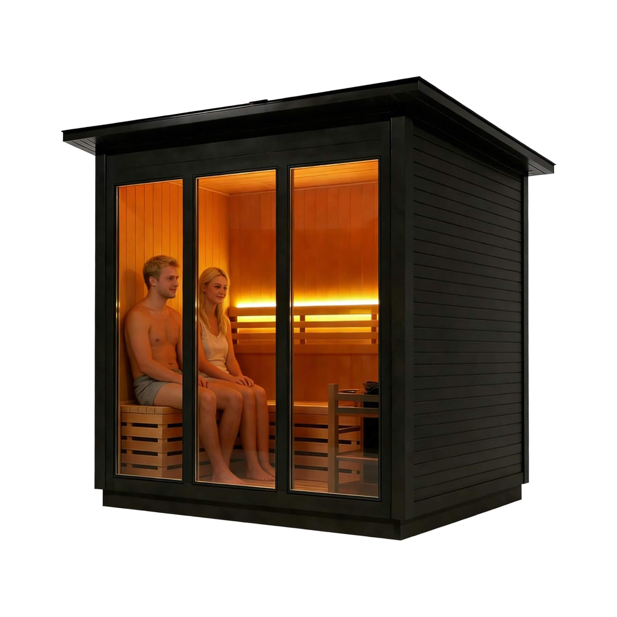 Custom 6-Person Luxury Canadian Red Cedar Outdoor Steam Sauna With Heater And Stones [Made-To-Order]
