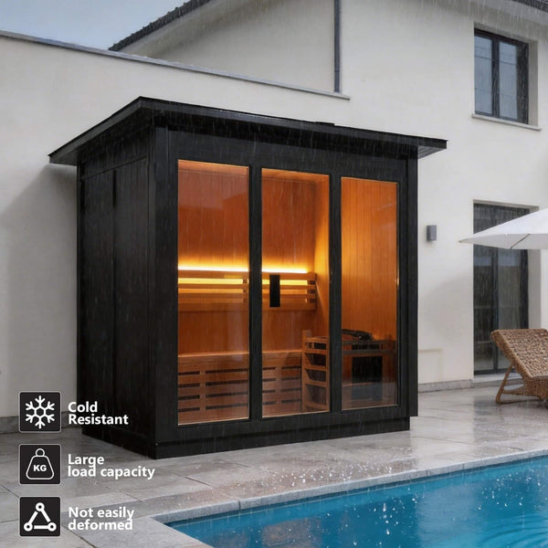 Custom 6-Person Luxury Canadian Red Cedar Outdoor Steam Sauna With Heater And Stones [Made-To-Order]