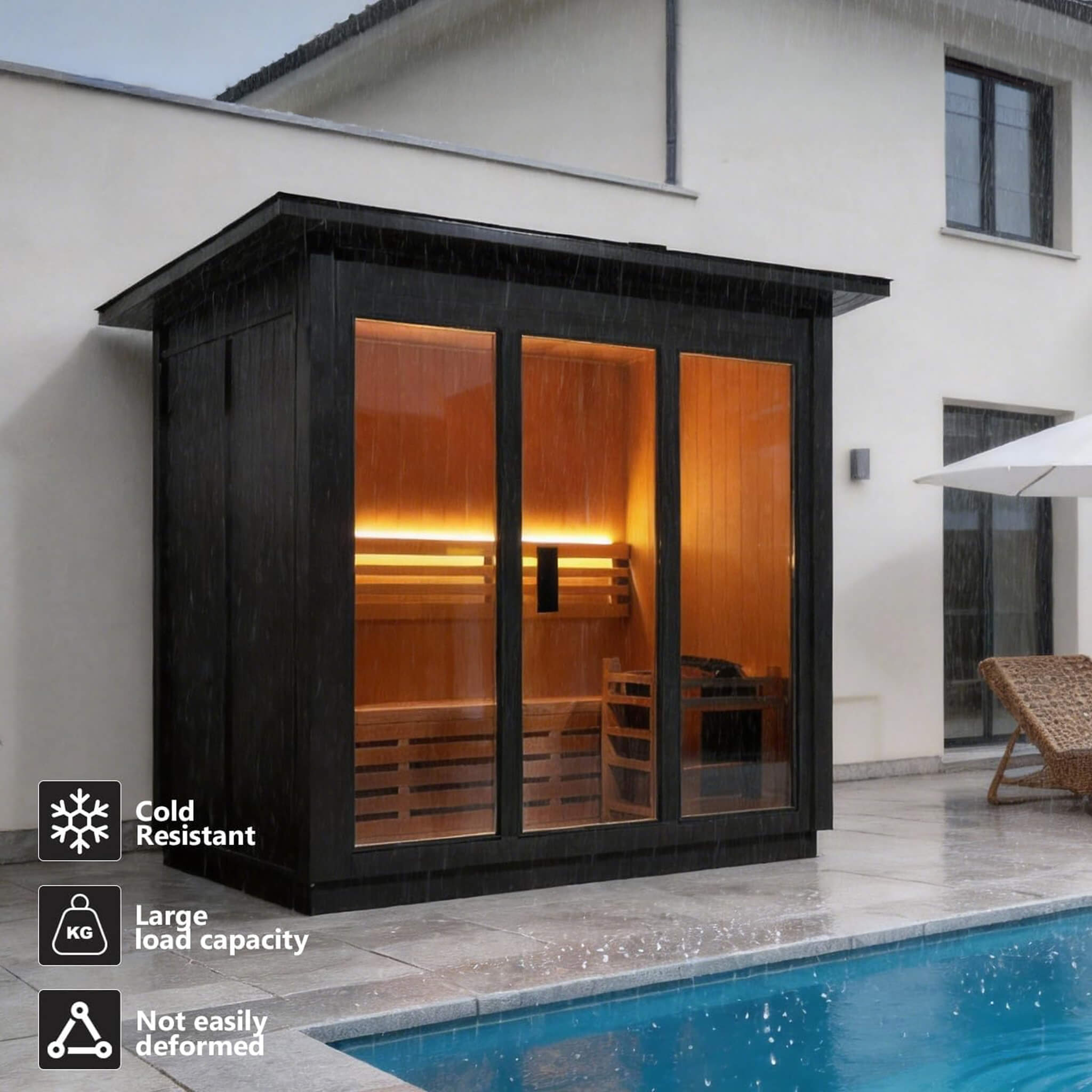 Custom 8-Person Luxury Canadian Red Cedar Outdoor Steam Sauna