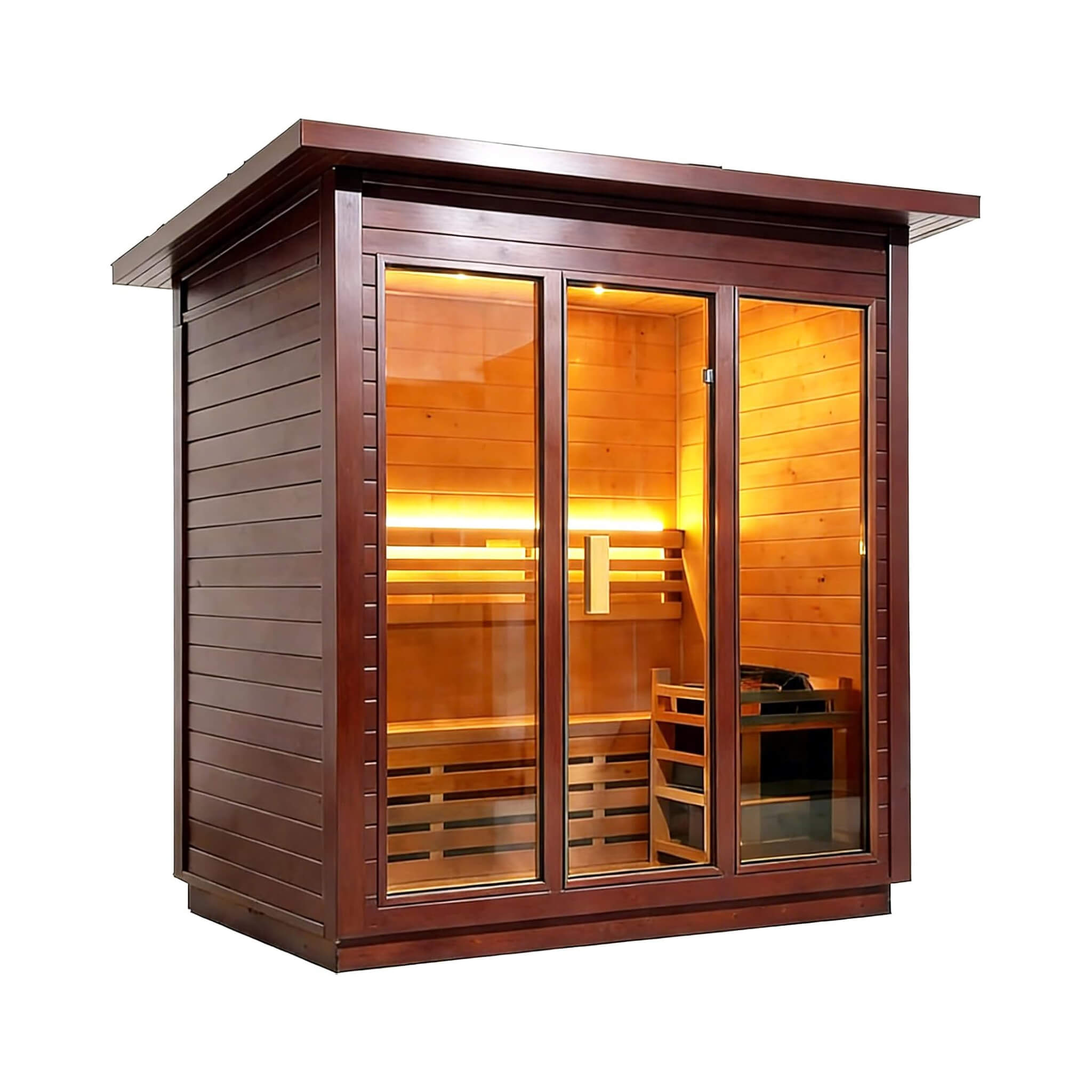 Custom 6-Person Luxury Canadian Red Cedar Outdoor Steam Sauna With Heater And Stones [Made-To-Order]