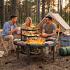 Trumanpick Fire Pit for outside 42" Wood Burning Fire Pit Tables with 2 Adjustable Swivel BBQ Grills, Lid, Poker for Patio Backyard BBQ Ice Storage