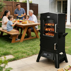 Electric Smoker with Cover, LED Display Build in Meat Probe Large Capacity BBQ Smokers, 4 Racks Smoke More with 633 Sq in Cooking Area, Black