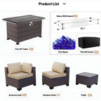 13 Piece Outdoor Patio Furniture Set with Fire Pit