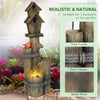 Outdoor Fountain With Birdhouse, Cascading Garden Waterfall
