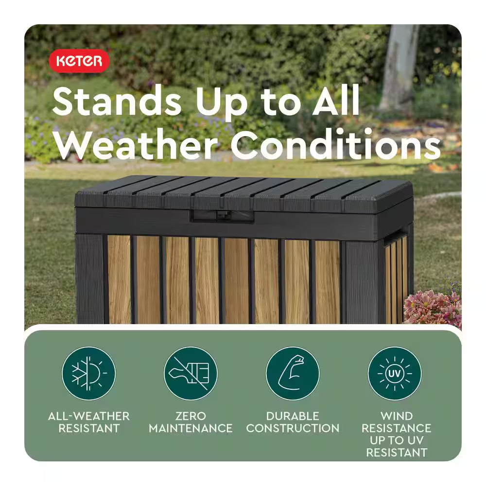 Oakridge 50 Gal. Weather Resisitant Plastic Resin Deck Box in Oak Wood Look Brown