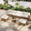 7 Pieces Outdoor Patio Furniture, All-Weather Rattan Sectional Sofa Set with table