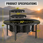 Trumanpick Fire Pit for outside 42" Wood Burning Fire Pit Tables with 2 Adjustable Swivel BBQ Grills, Lid, Poker for Patio Backyard BBQ Ice Storage