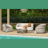 Harper - Indoor/Outdoor Modern Round Coffee Table - Beige or Taupe Aluminum