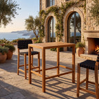 41.14-Inch Height Teak Finish Acacia Solid Wood Outdoor Dining Table