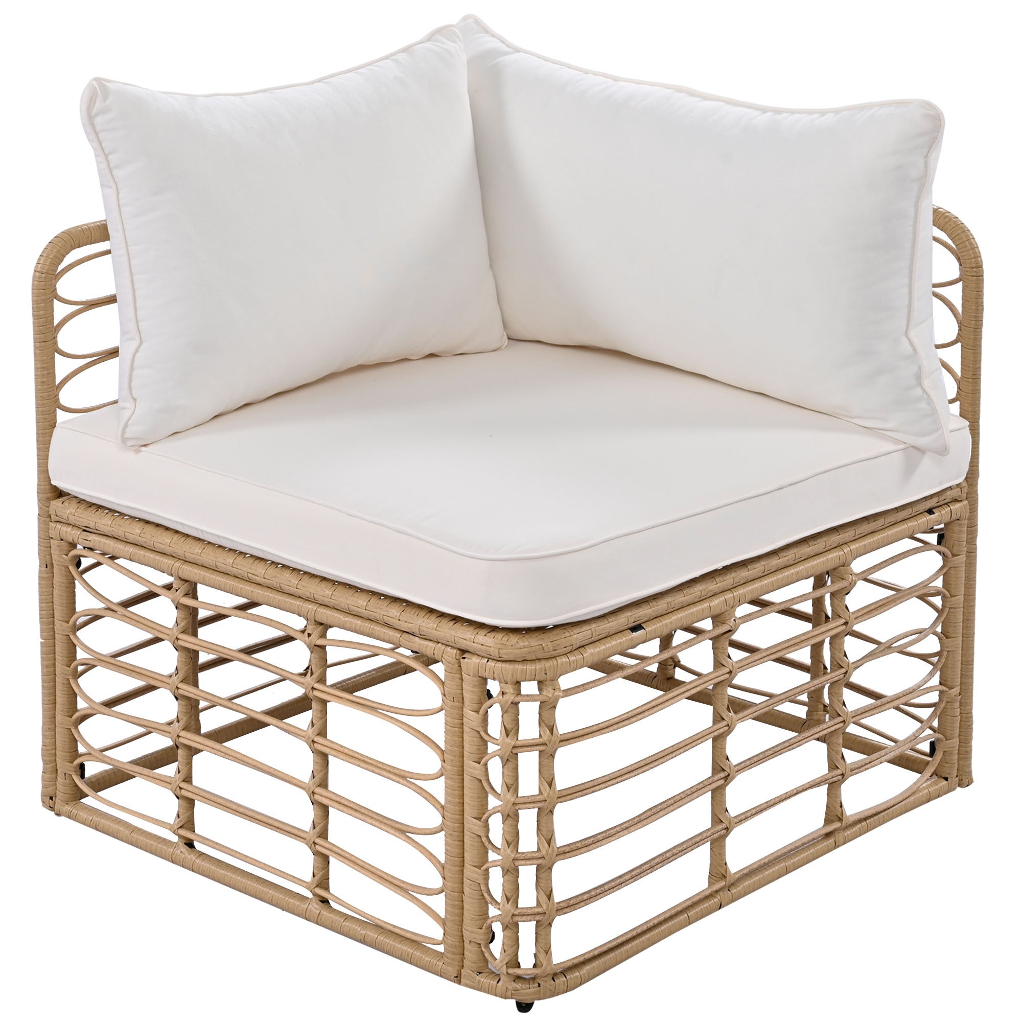 7 Pieces Outdoor Patio Furniture, All-Weather Rattan Sectional Sofa Set with table