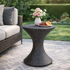 Outdoor 16-Inch Multi-Brown Wicker Hourglass Side Table