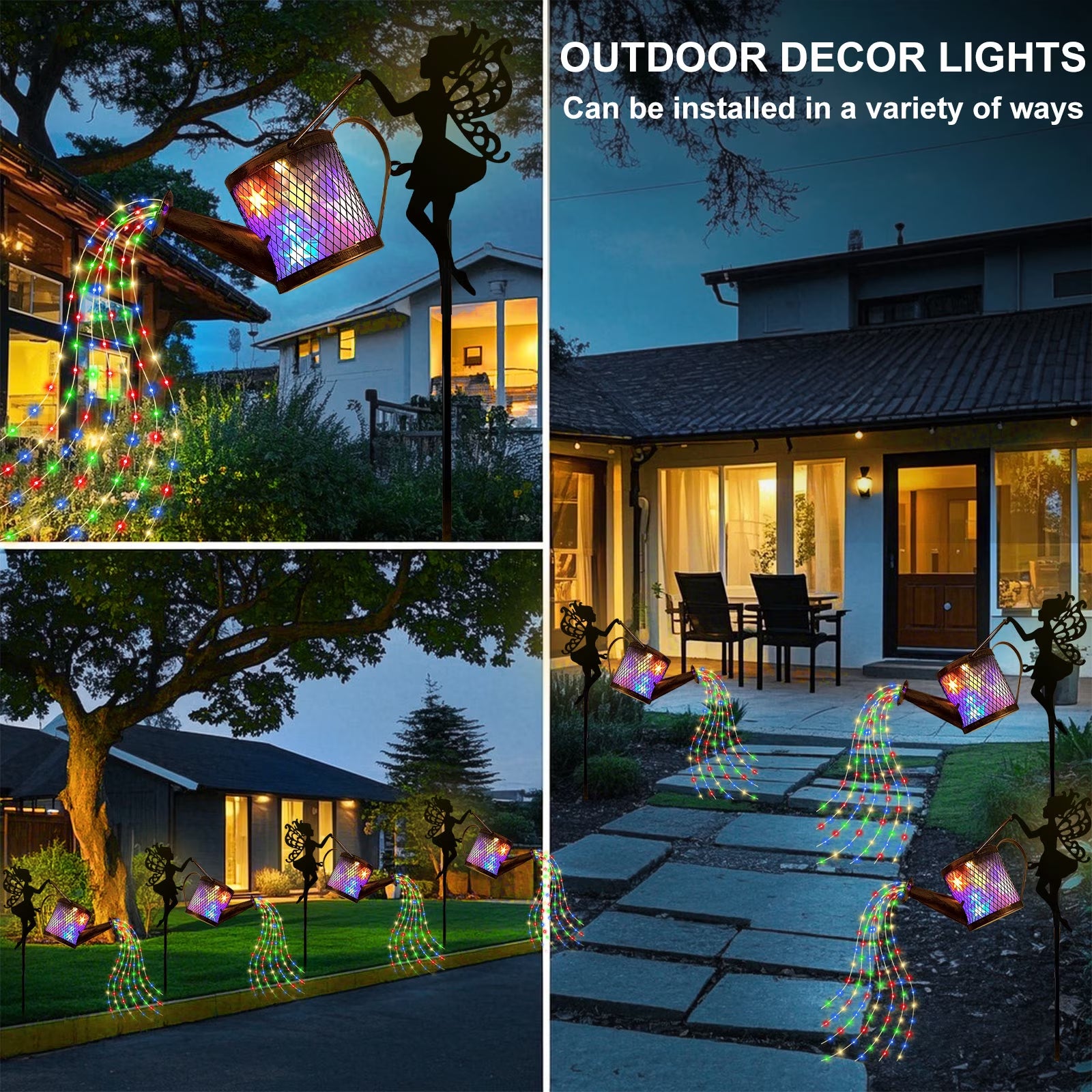 Rirool Solar Watering Can Light, Outdoor Waterproof 3D Starry Sky Lantern with Fairy LED Lights, Solar Powered Garden, Patio, Porch, Lawn Decor, Auto On/Off (Multicolor)