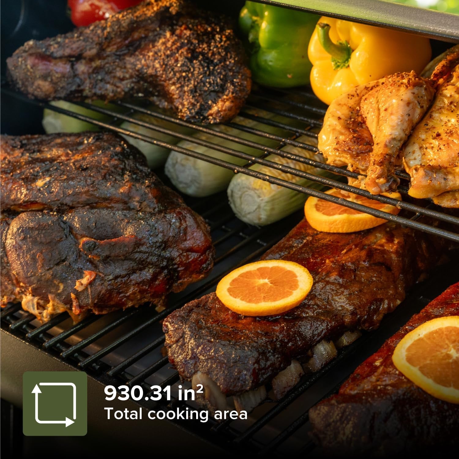 Oakford 930 Wood Pellet Grill with 930 SQ in Cooking Area, Steel Wire Grates, I-Site View Indicator, Heavy Duty Pellet Smoker Grill with Bluetooth Connectivity - 910-0509